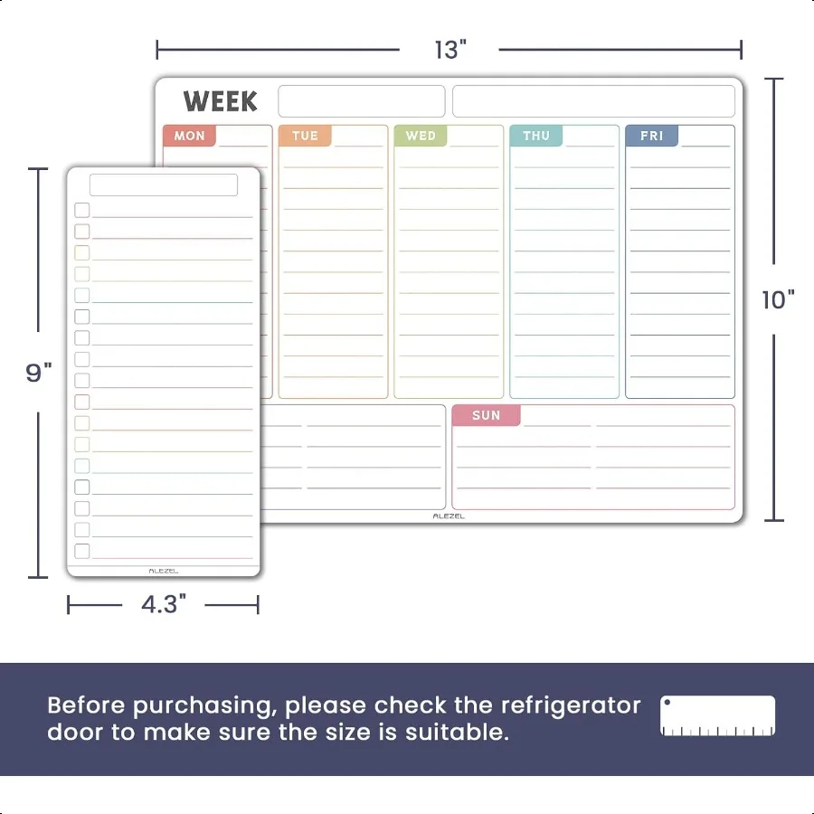 Magnetic Weekly Calendar Whiteboard for Fridge Refrigerator Dry Erase Weekly White Board Includes Magnetic Weekly  for Fridge w