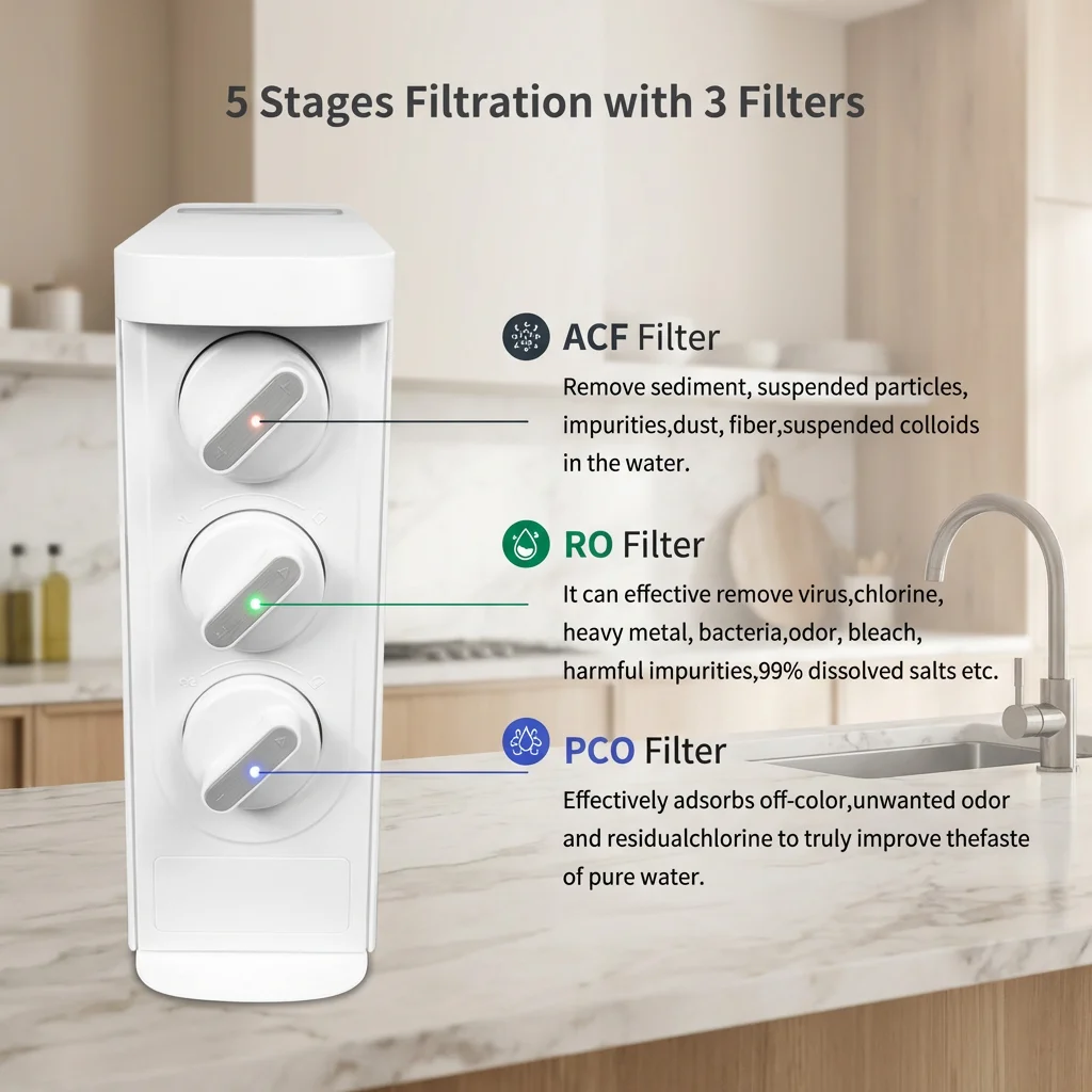 Under-Sink 400G Reverse Osmosis Water Purifier Tankless Plastic Non-Electric Design for Household and Hotel Use