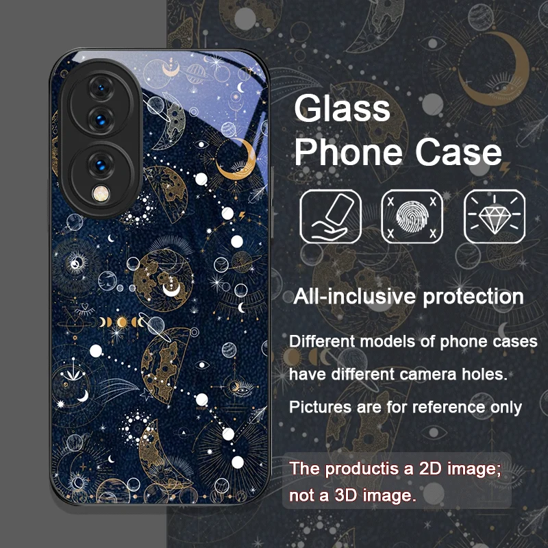 Mystical Starry Sky and Moon Pattern Tempered Glass Phone Case for Redmi Note 15 Pro+ 14 13 12 11T PRO 10 Lite 15C 14C 13C Cover view 2