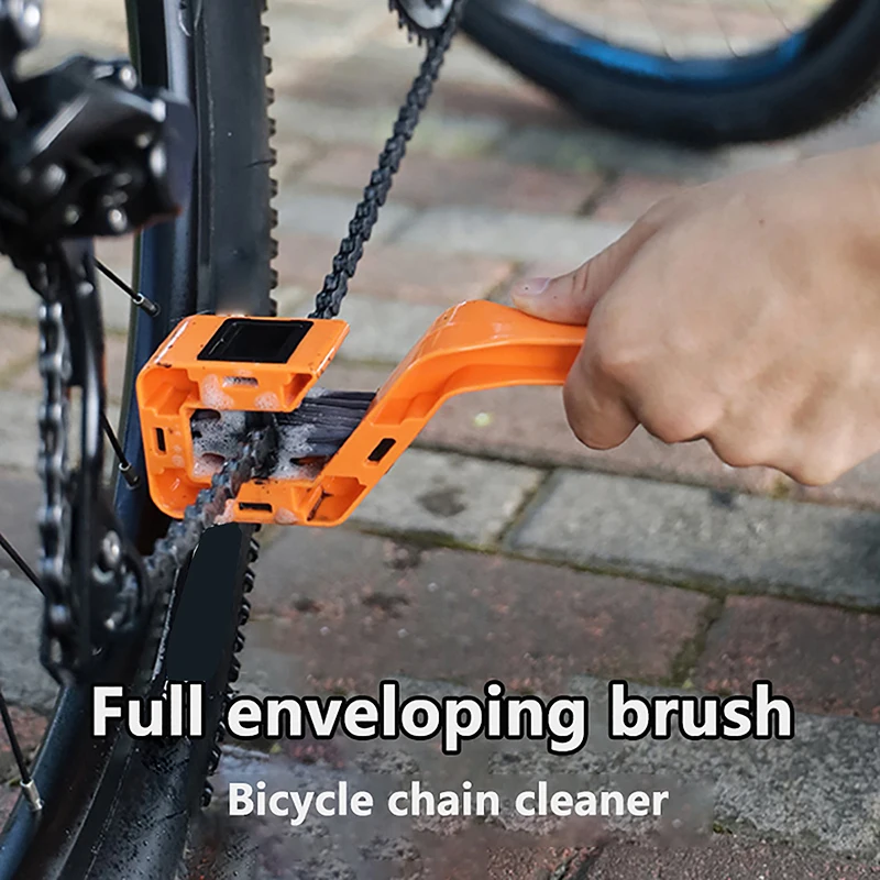 Bicycle Chain Clean Brush Double Head Bike Chain Washer Cleaner Multifunction Portable Chain Cleaning Brush For Motorcycle Bike