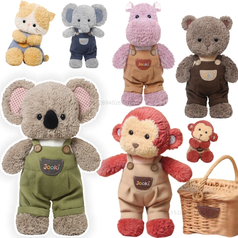 

44cm Animal Series of Overalls Elephant Bear Cat Hippopotamus Koala Monkey Soft Plush Toys Pillow Cartoon Gift for Girls Boys
