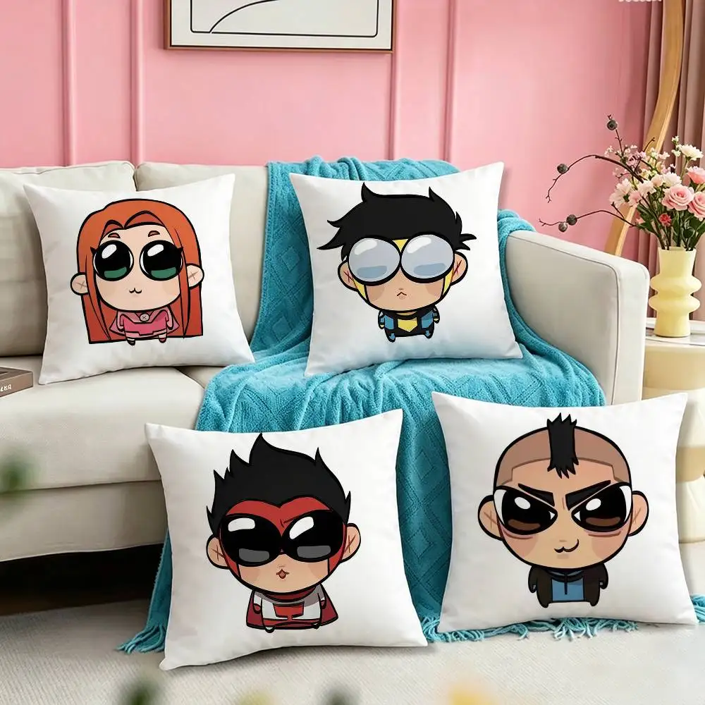 Cute Chibi I-Invincible Square Double-Sided printed Pillow Case Bedroom Bedside Pillow Sofa Cushion Cover