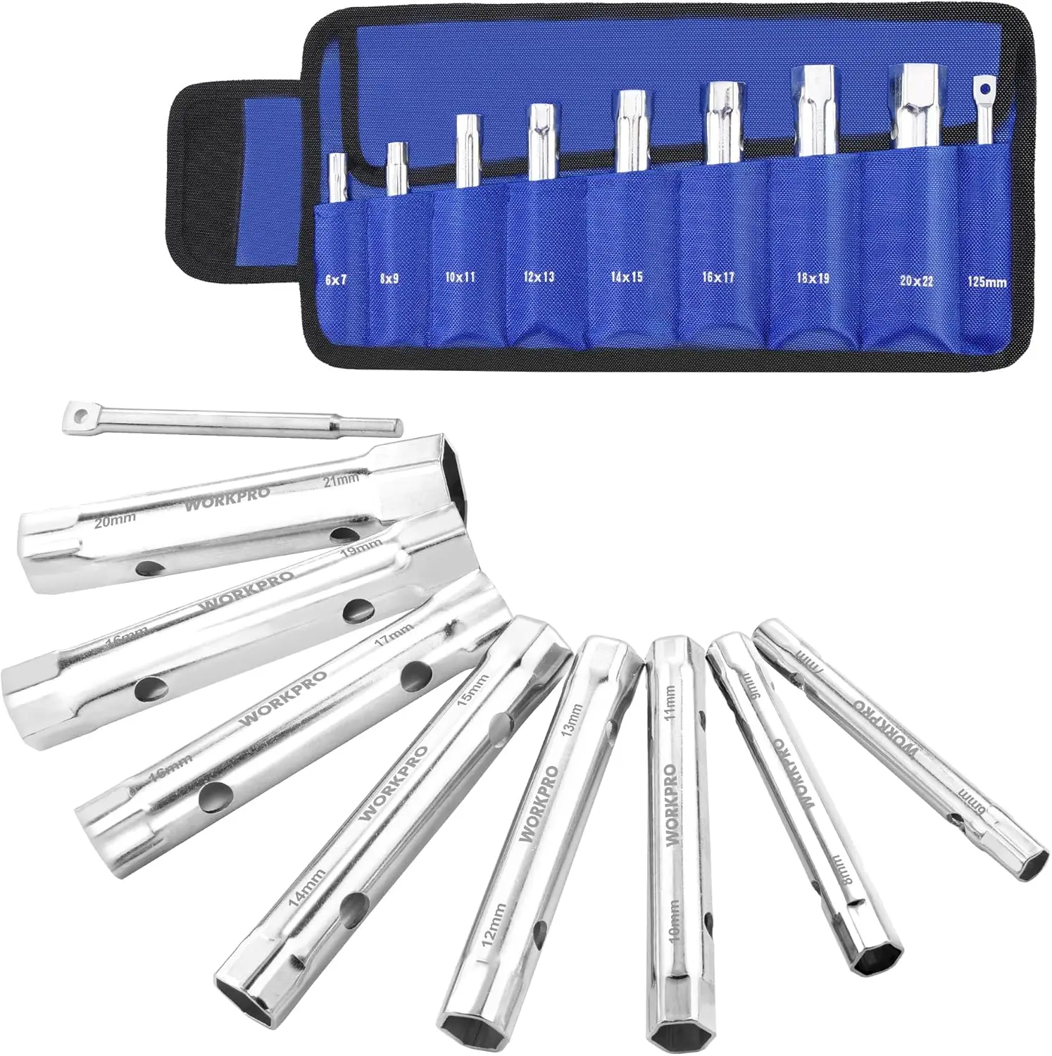 

9-Piece Shower Valve Wrench Set with Bar Handle, Double-Ended, for Tub & Shower Valve Removal, Includes Storage Bag