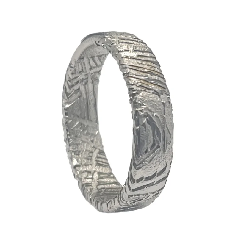 Muonionalusta Meteorite Ring Nickel Plated Natural Iron Meteorite Band With Widmanstatten Pattern Space Stone Finger Jewelry K68