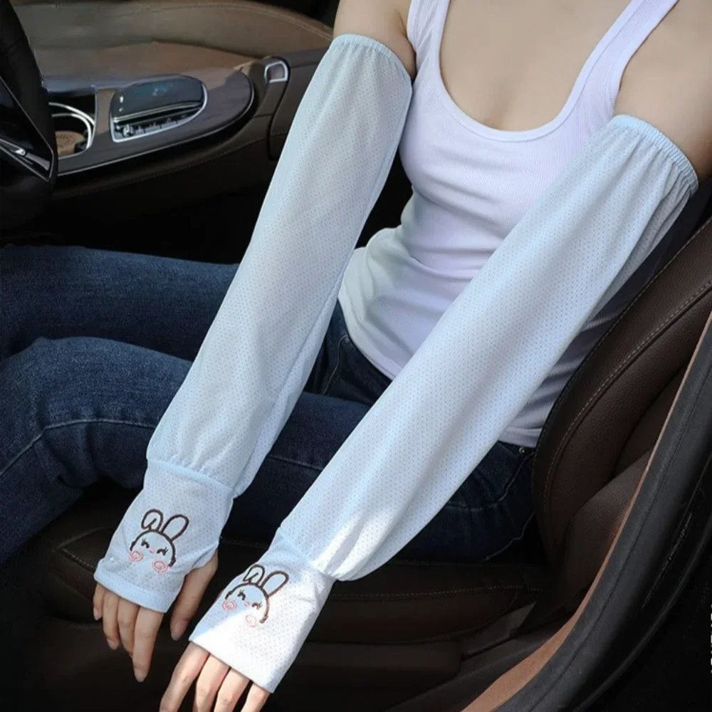 여성과 어린이를위한 귀여운 얼음 실크 태양 보호 슬리브 야외 스포츠 운전을위한 여름 UV 보호 느슨한 냉각 팔 슬리브