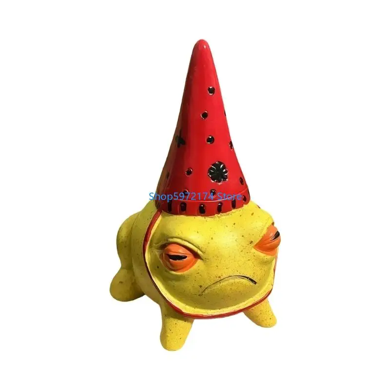 Y3NB HandPainted Frogs Figure Model Sculpture with Party Hat Resin Ornament Statue