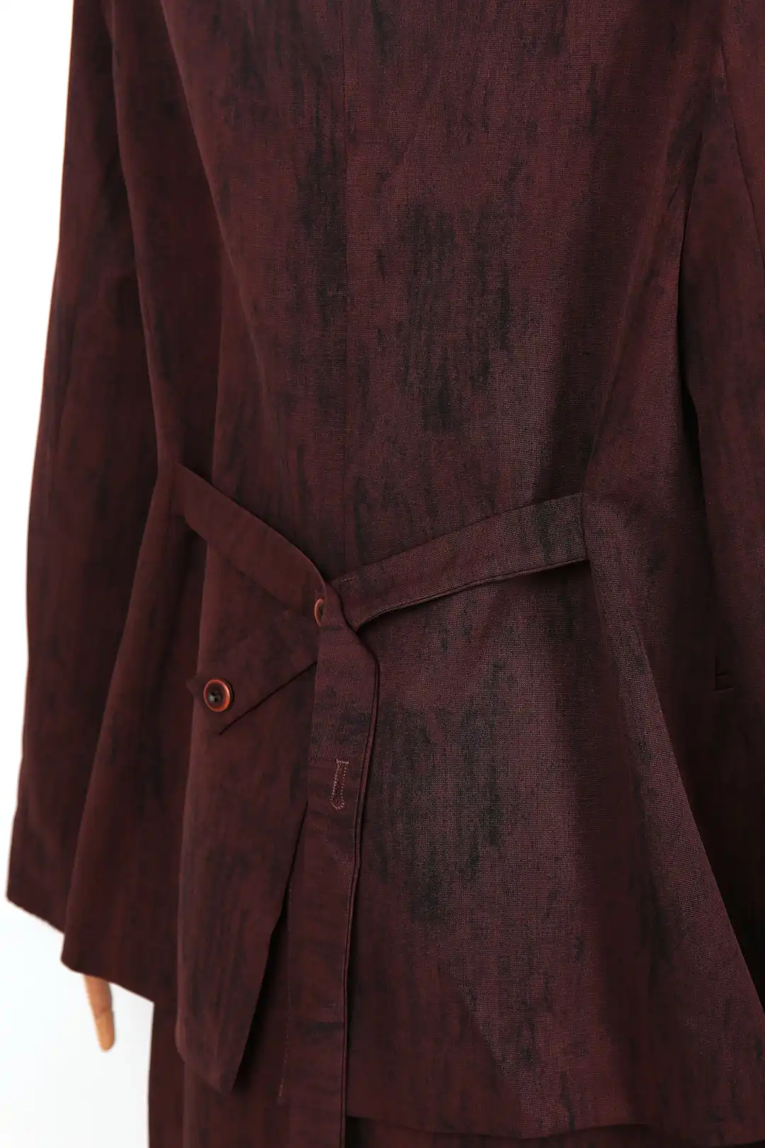 Women's Burgundy Textured Long Sleeve Blazer & Midi Skirt Set High quality 2025 Spring New Elegant Office Two Piece Outfit