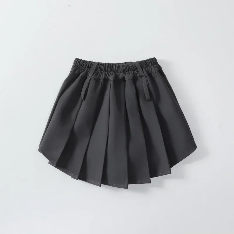 Teens Girls Skirts Autumn 2024 New Fashion Irregular Kids School Uniform Skirt 3 To 13 Years Gray High Waist Kids Pleated Skirt