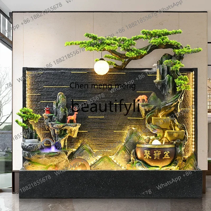 

D178 Water curtain wall, running water screen, rockery, running water fountain, double-sided living room, office courtyard