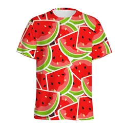 Tropical Watermelon Pattern T-shirt For Men Crew Neck Short-sleeved T Shirt Women Children Summer 3D Printed Fruits Tee Shirts