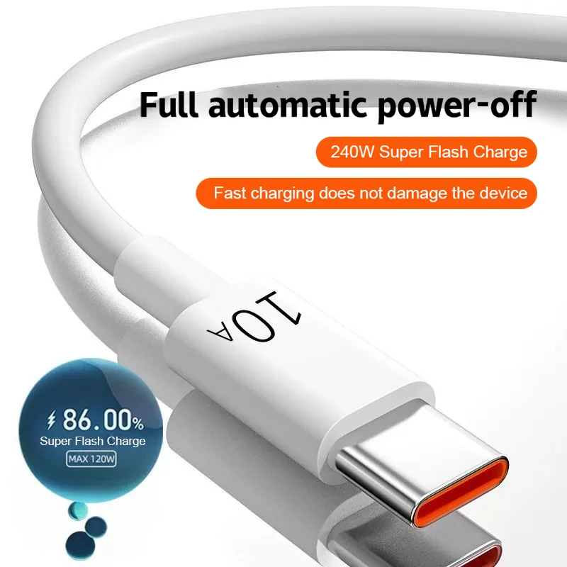 10A Fast Charging Data Cable Type-c Automatic Power Off Simple 2M Car Data Cable Suitable For Huawei  Android Universal