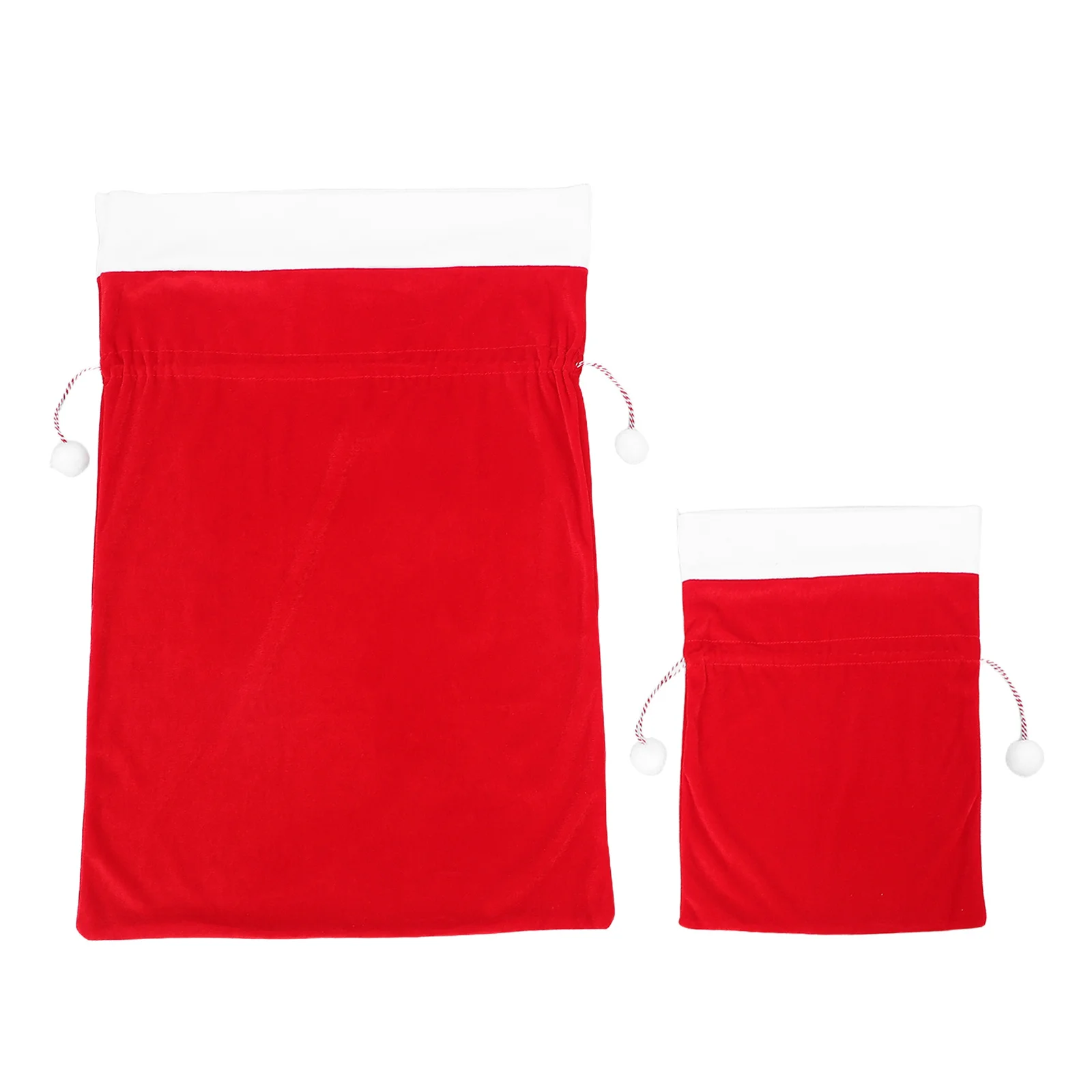 

2Pcs Christmas Gift Bag Red Pleuche Drawstring Pouch Spacious Holiday Present Sack for Party Favors Treats Storage Crafts