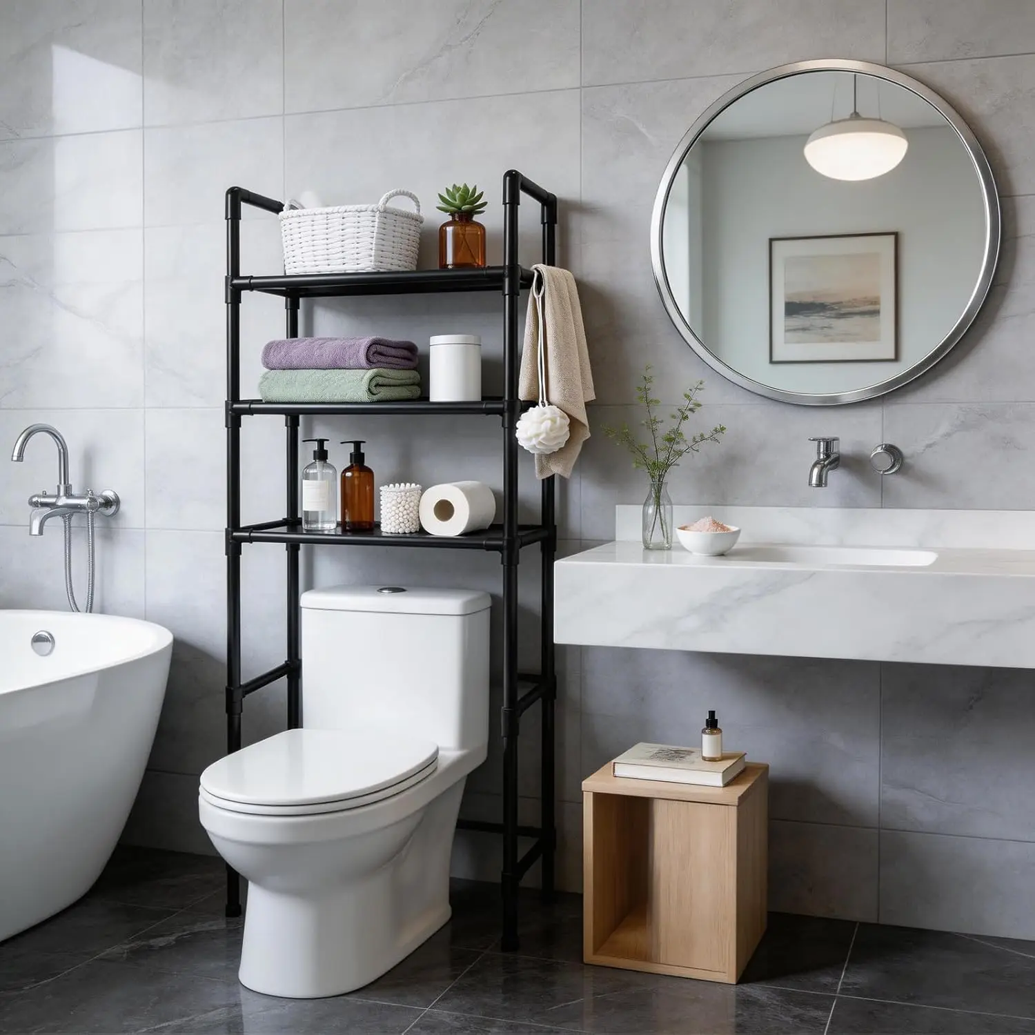 

Over The Toilet Storage Shelf,3 Tier Storage Over Toilet,New Upgraded Multifunctional Over The Toilet