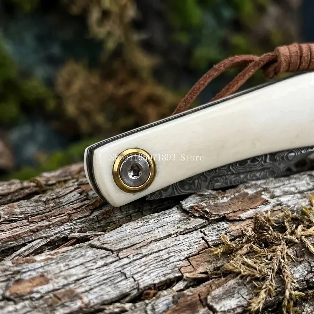 Hochhärte-Outdoor-Messer mit Damastklinge, EDC Camping- und Angelmesser, Leichtes Klappmesser für Dschungelklettern und Backpacking, Geschenkidee – Detail 10