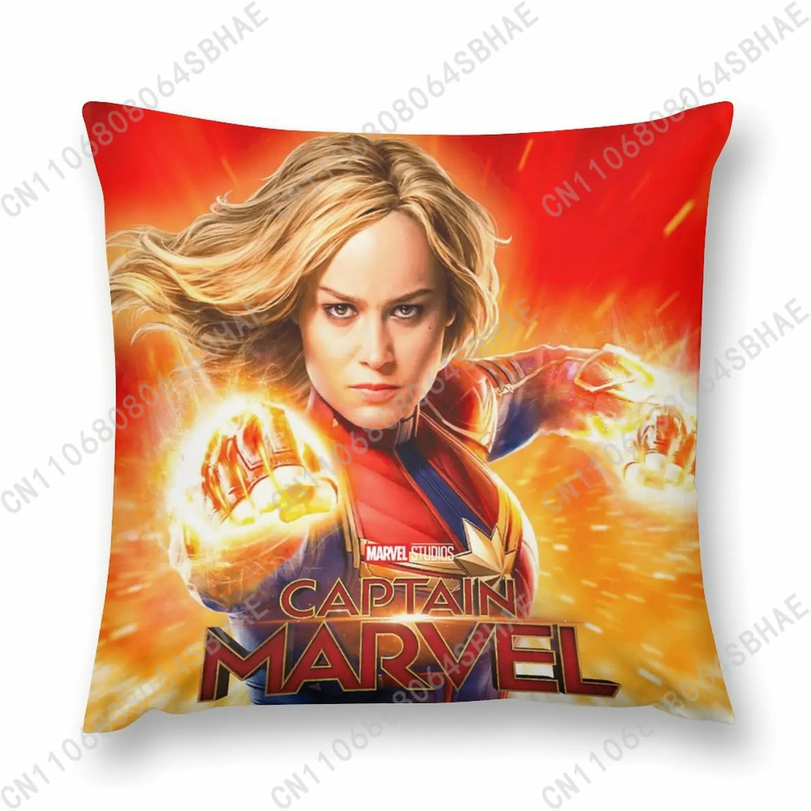 

Marvel Captain Marvel Custom Pattern Short Plush Pillow Cover Soft Short Fur Cushion Living Room Personalized Decor Cosplay