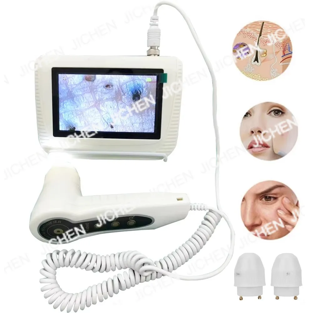 5 Inch Skin Analyzer Skin Hair Scalp Detector Dermoscopy Tester Analyser For Diagnosis Skin Care Tools With 2 Lens Rechargeable