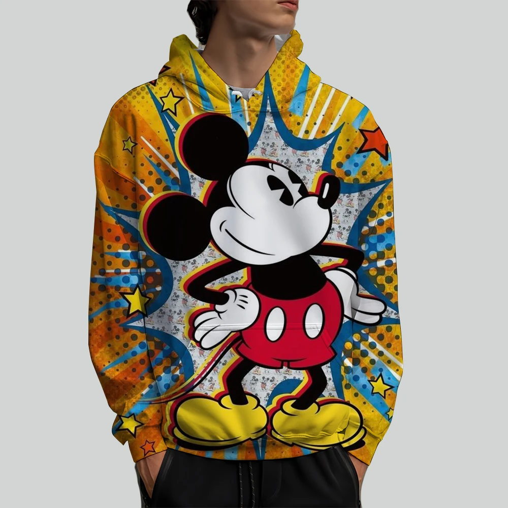 Mickey Mouse Men's Hoodie Disney Boys Girls Pullover 3D Printing Oversized Pullover MINISO Men's Hoodie Fashion Men's Clothing