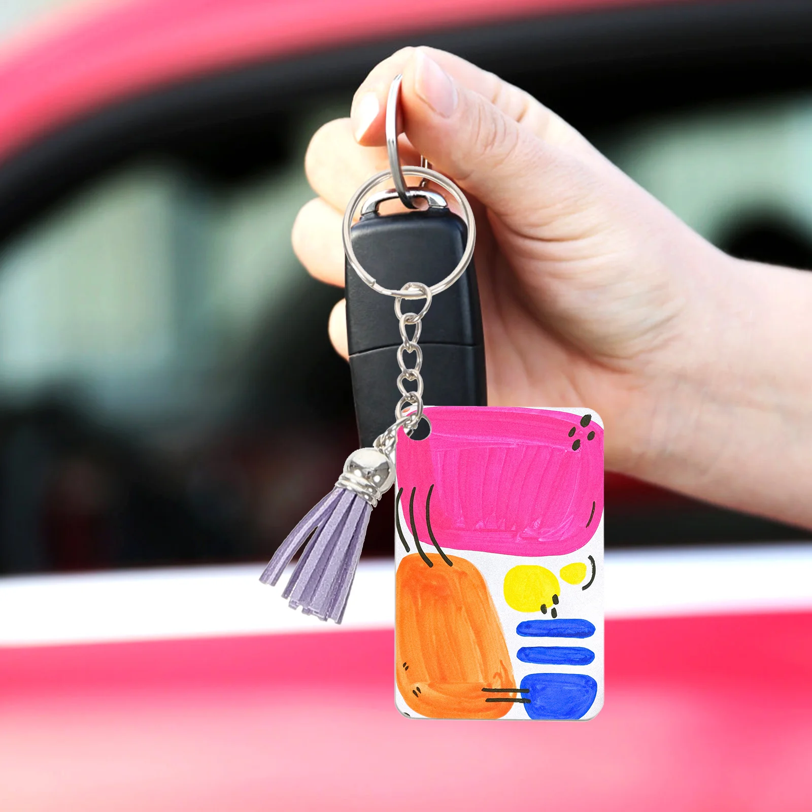 

20 Sets Keychain Blank Decorative Sublimation Craft Supplies DIY Key Ring Heat Transfer Portable Gifts Art Tools