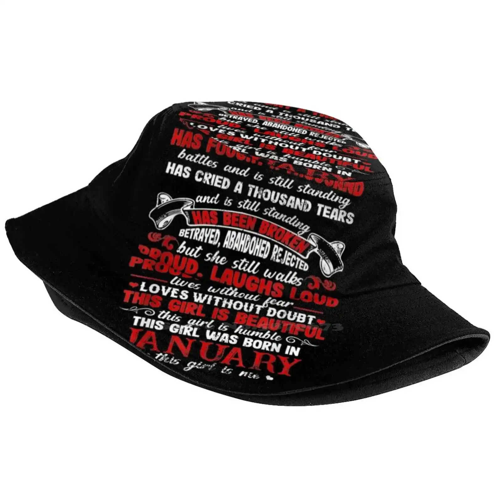 This Girl Has Fought A Thousand Battles Was Born In January Gifts Pattern Design Printed Travel Bucket Hats Girl Has Fought