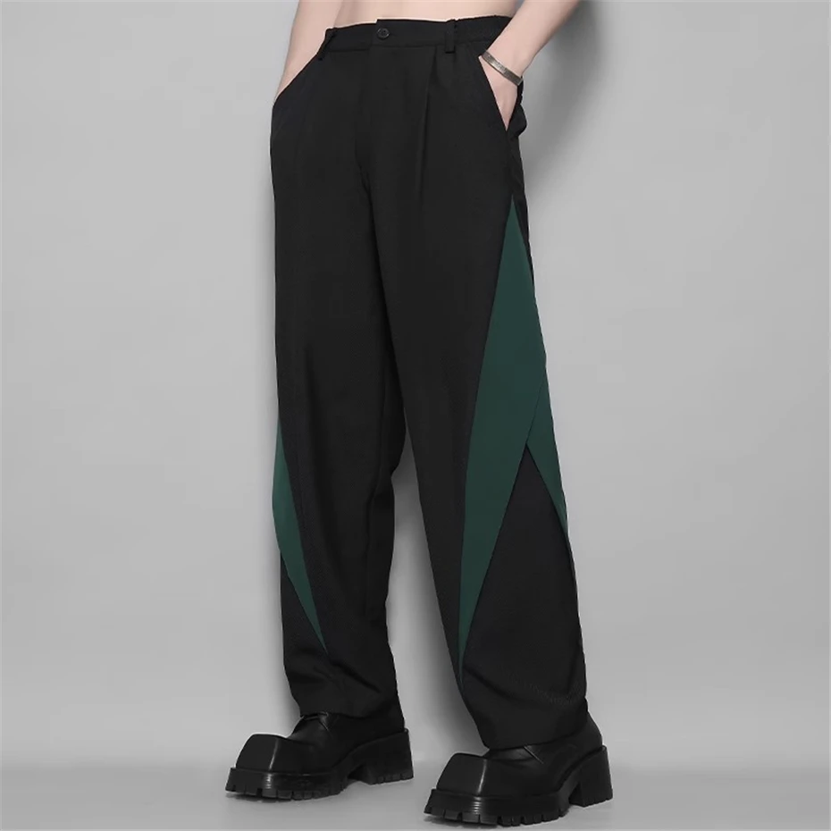 Irregular Patchwork Casual Pants Mens Streetwear Punk Y2k Suit Trousers Men Harajuku Baggy Hip Hop Autumn New Wide-leg Pant Male