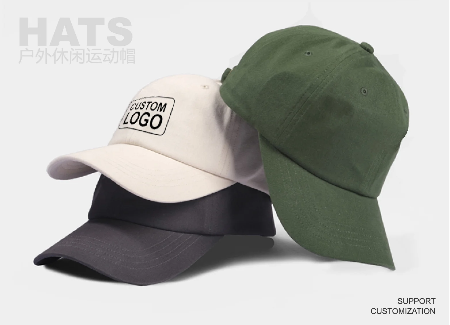 Summer -Versatile 6-Panel sport baseball cap with washed-brushed finish,curved brim,and logo printing and embroider DIY