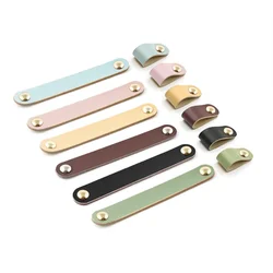 Hot Sale Leather Knobs European Retro Furniture Drawer Pulls Wardrobe Door Handle Cupboard Shoe Cabinet Cowhide Pulls Knob