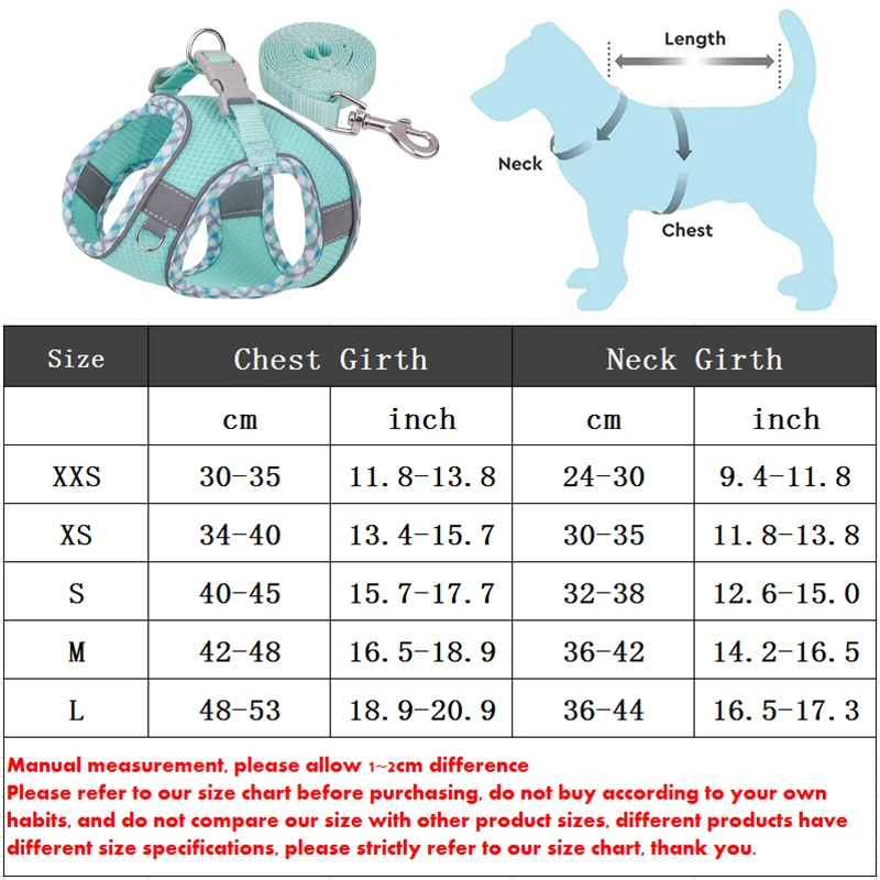 Reflective Puppy Harness Vest Breathable Mesh Dog Harness and Leash Set for Small Medium Dogs Cat Walking Leads Pet Accessories