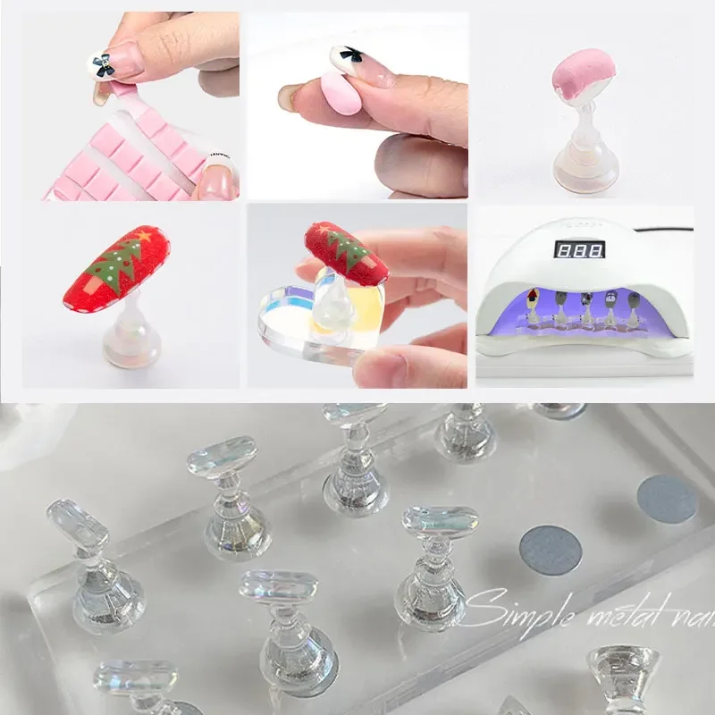 10/5 قطعة شفافة أورورا مسمار حامل المغناطيسي أظافر صناعية نصائح حامل اضغط على الأظافر رف شاشة الاكريليك مسمار اللوحة/التدريب