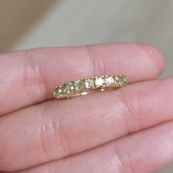 18K Gold Plated 925 Silver Peridot 9 Pieces 2.5mm VVS Grade Natural Peridot Ring for Daily Wear