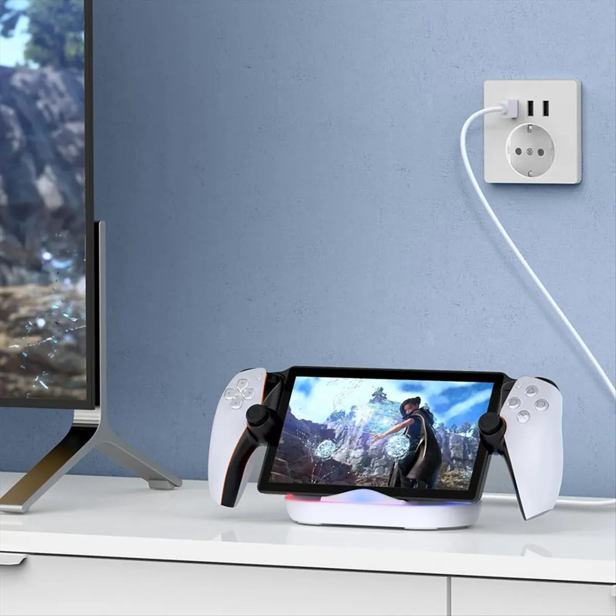 Charging Dock Station for Portal, Charger Stand for Portal with RGB Light and USB C Charging Cable-AD23 view 2