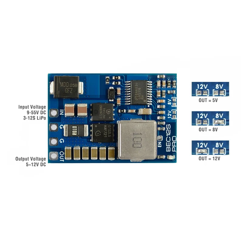 Для модуля MATEK BEC12S-PRO от 9 до 5 В/8 В/12 В-5 А, защита от перегрузки по току, самовосстановление для радиоуправляемого самолета FPV