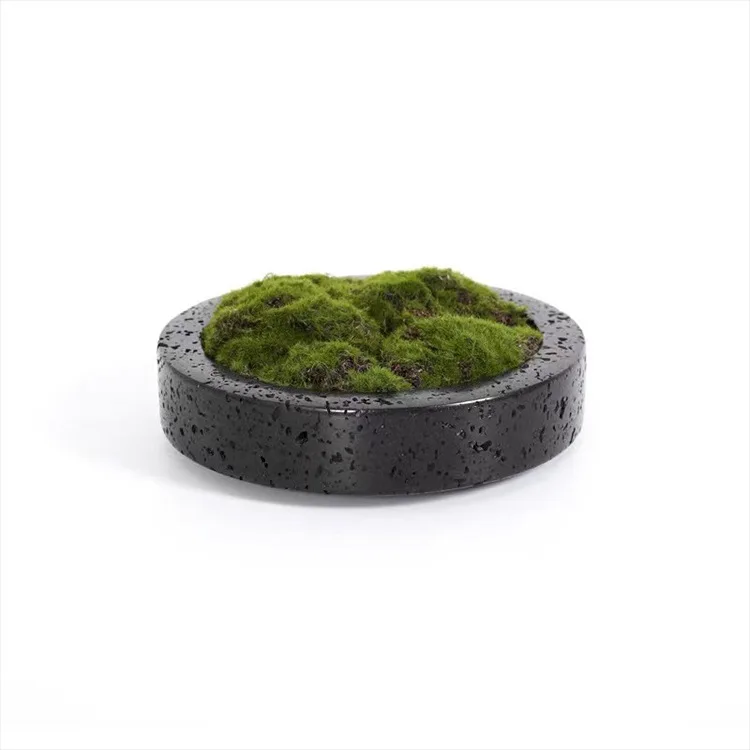 

New Chinese modern hole stone pattern black beige flower pot simulation green plant decoration living room desktop