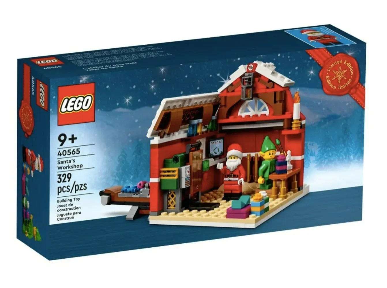 Lego-papai noel edição limitada construção minifigures, edifício brinquedo com um brinquedo móvel, correia transportadora, presente de natal e ano