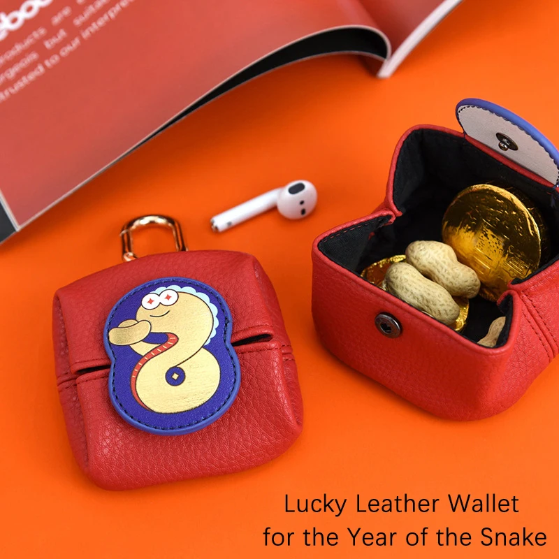 

Snake Year Creative Coin Wallet Fashion Cute Color Match Fortune Leather Wallet Lipstick Earphones Storage Bag Bag Pendant