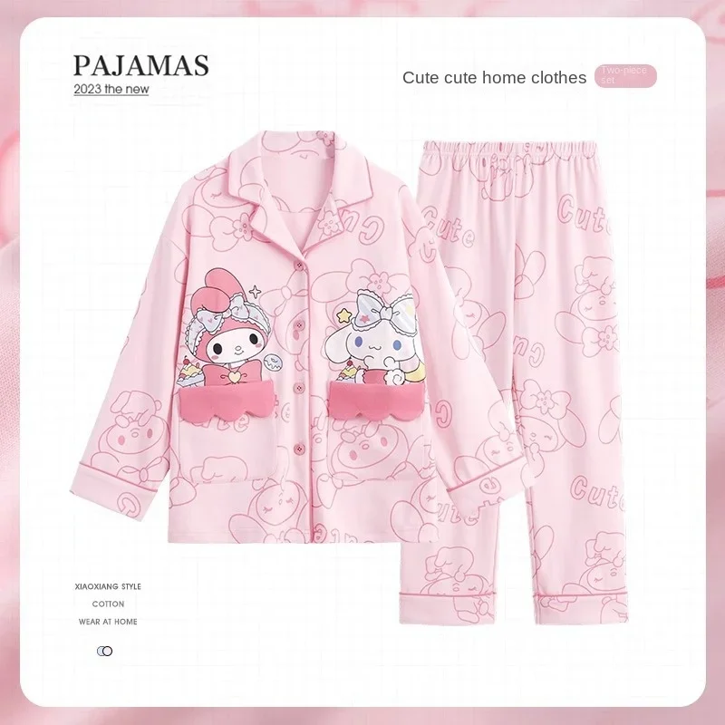 Miniso Summer Cartoon Children's Pajamas Casual Long Sleeved Set Girls Short Sleeved Shorts Little Girl Home Clothing Gifts