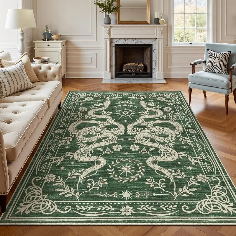 Tiger Pattern Snake Print Living Room Carpet Large Area Sofa Rugoldable Machine Washable Bedroom Bedside Non-slip Soft Floor Mat