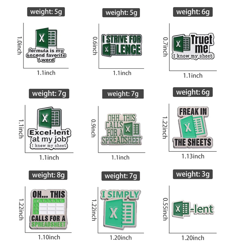 أوه هذا يتطلب دبابيس المينا جدول البيانات ، دبابيس معدنية مبتكرة صيغة اكسل ، شارة الملابس على ظهره ، دبوس طية صدر للهدايا