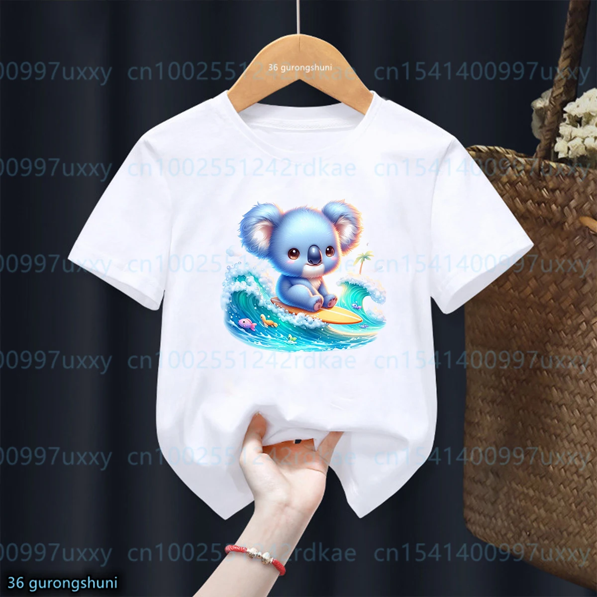 

Newly Girls Tshirt Cute Penguin, Sloth, Rabbit Koala Surfing Print T-Shirt Boys Fashion Summer Boys/Girls Unisex Clothes 1 To 13