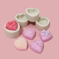 3D Love Heart Rose Flower Silicone Soap Mold Handmade Candle Clay Plaster Gift Making Mold Chocolate Cake Decoration Baking Tool