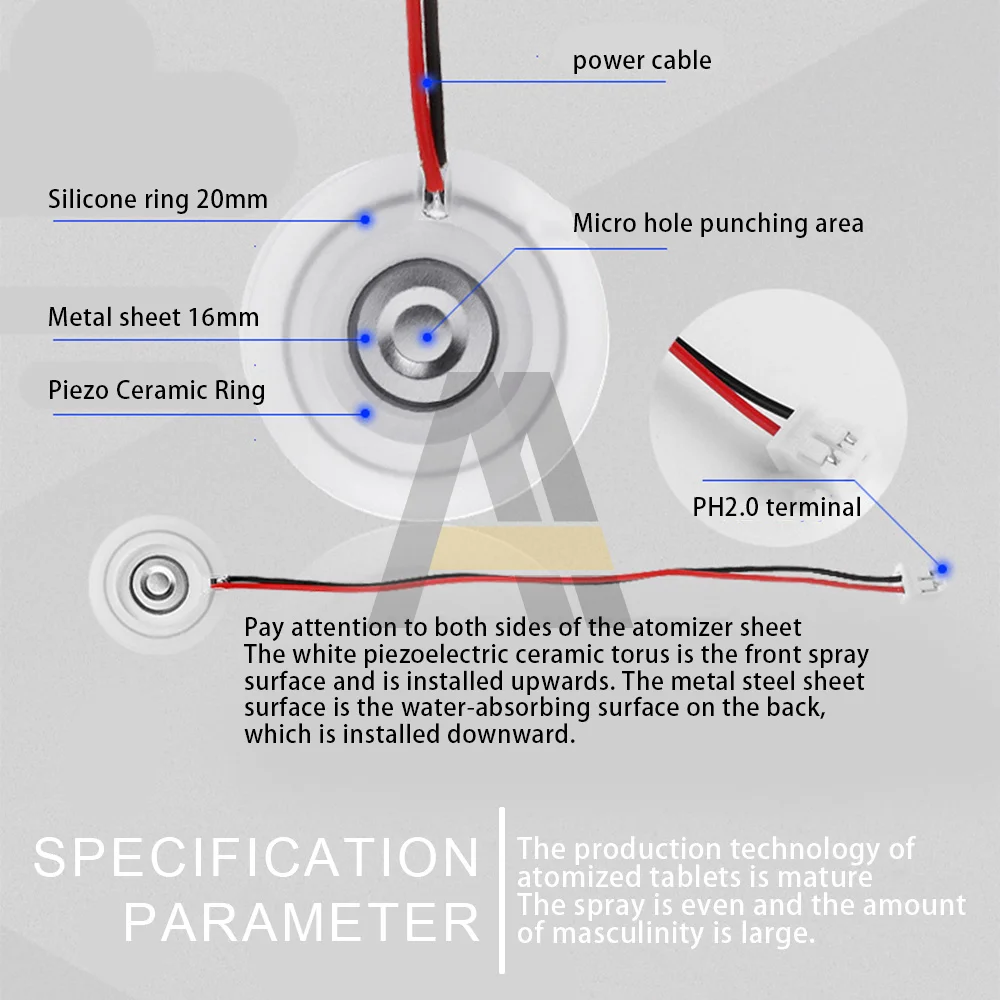 Placa atomizadora ultrasónica, generador de niebla, transductor de accionamiento de atomización, placa de circuito, accesorios de placa de película,