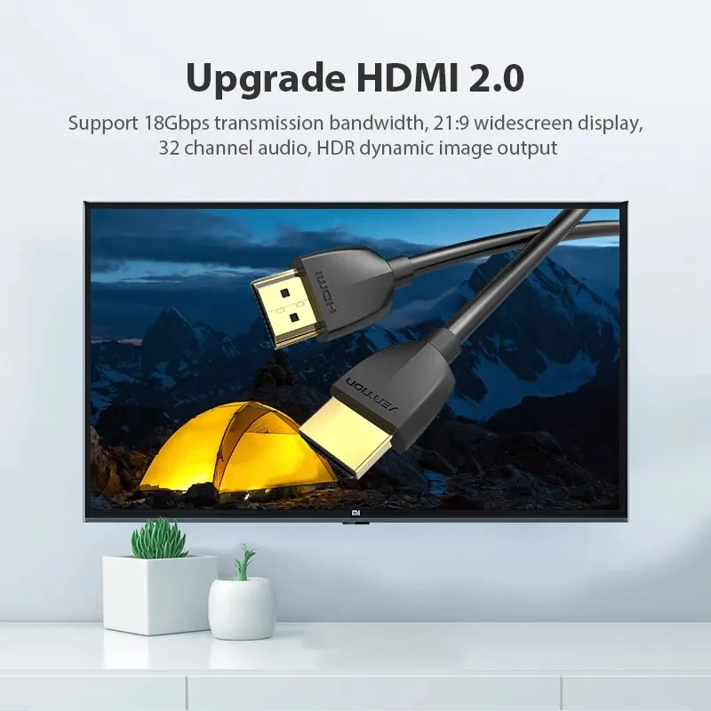 Vention 4K Slim Kabel zgodny z HDMI dla Xiaomi Mi Box PS4 1m 2m Pozłacany port 4K 1080P Kabel 3D 4K/60Hz Kompatybilny z HDMI