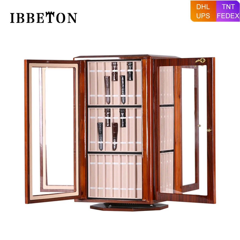 IBBETON Luxury Lacquer Wood Box Watch Band Gift for Brand Watches Pillow Display/Storage Gift/Business Watchband Cabinet Case