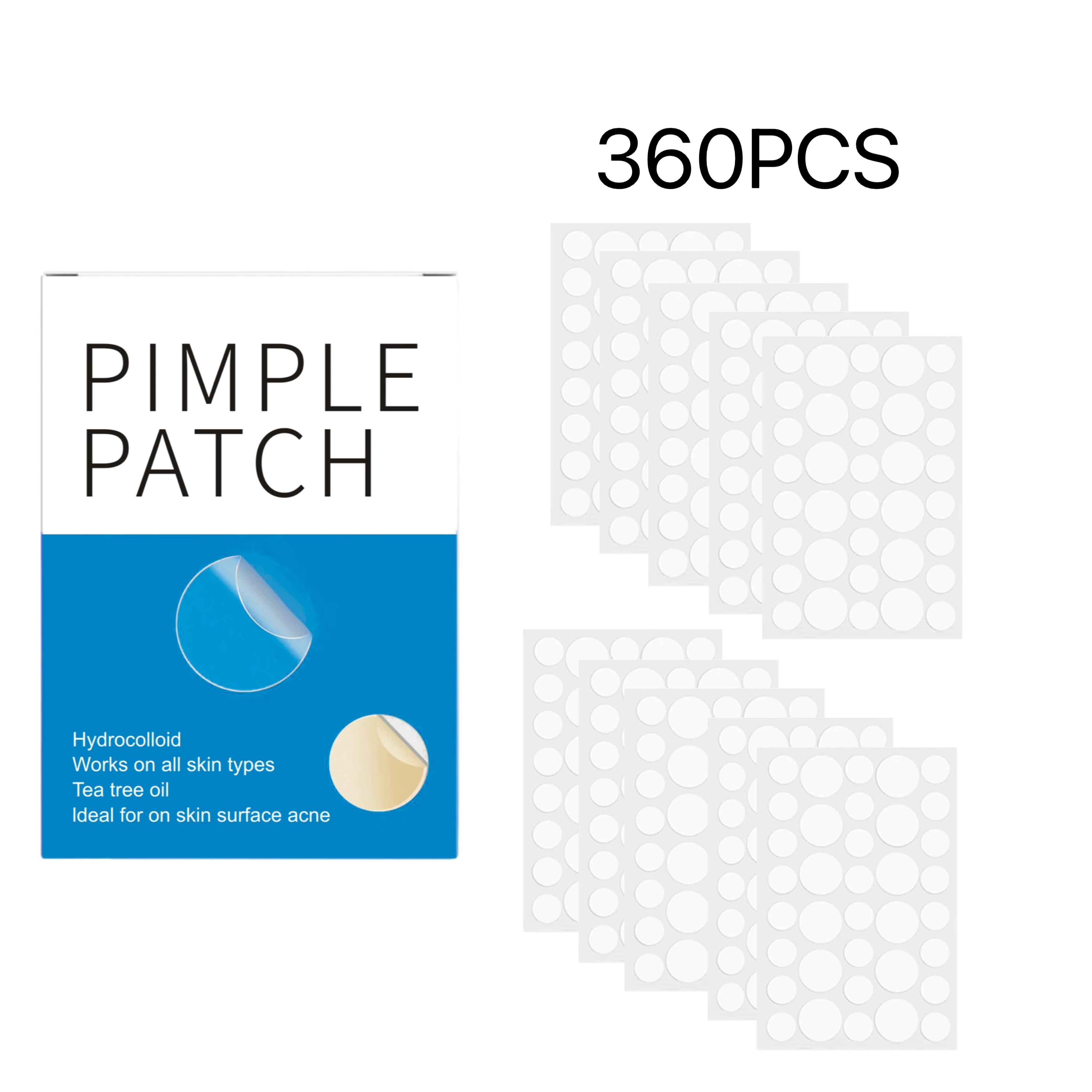 360PCS transparent circle acne patch, large and small size, transparent and invisible, makeup essential, party essential,