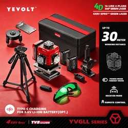 YEVOLT 16 Line Green 4D Self Alignment Cross Laser Tool for Household DIY Door Casing Flooring Layout Wall Decor Setup Work