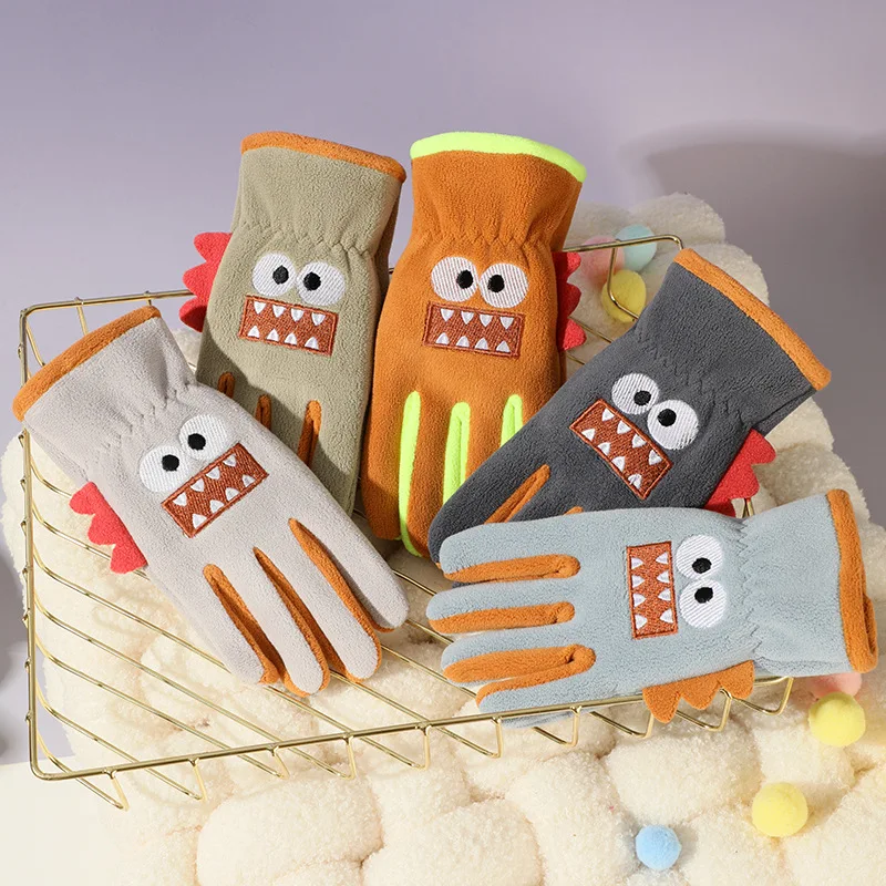 Herbst Winter kinder Handschuhe Radfahren Nette Cartoon Warme Junge Mädchen Handschuhe Fleece Winddicht Schüler Weiche Outdoor Spielen Kinder Handschuhe
