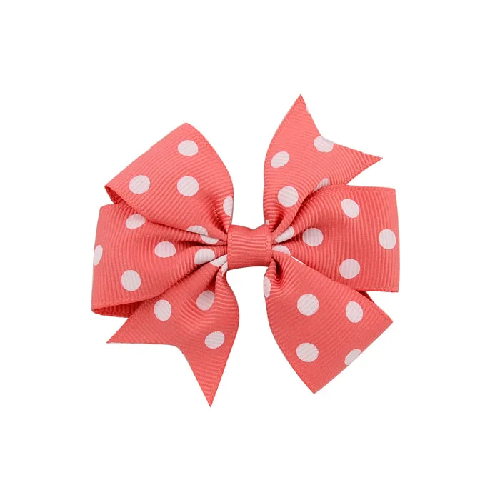 Dot 3 inch Children Grosgrain Ribbon Bows WITH Clip Boutique Bows DIY Hair Accessorises For Baby Girls 592