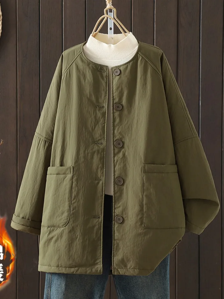 

Thiened Cotton Jaet Women's Winter Coat Flattering Slimming Medium-Length Large Size Anti-Aging Winter Outerwear