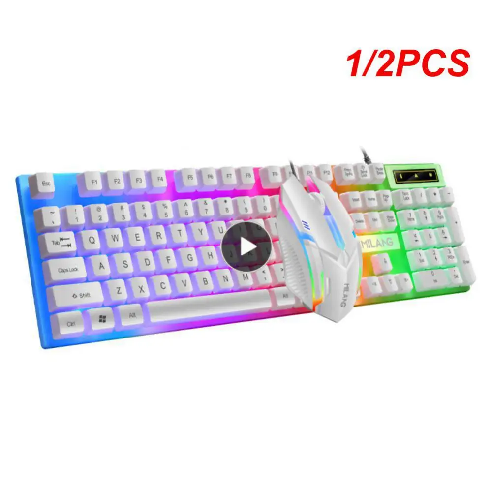 1/2PCS Gamer Keyboard And Mouse Combo Set RGB LED 104-Key Wired Waterproof Gaming Keyboard Mouse Notebook Laptop Desktop PC