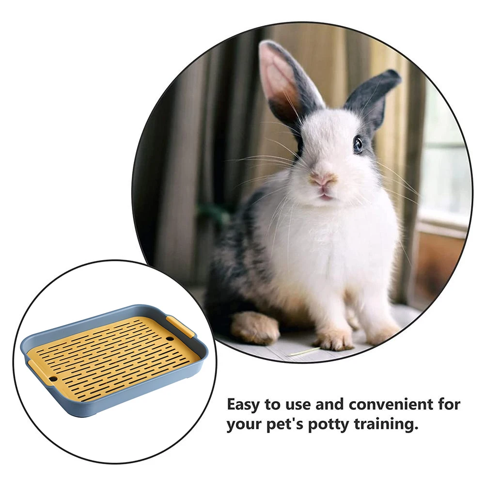 Rabbit Litter Box Small Pet Toilet Tray Rabbit Guinea Pig Litter Tray Toilet Box Detachable Grids Cover Rabbit Litter Tray