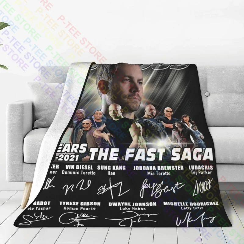 Paul Walker With Fast And Furious Movie Characters 20 Years Blanket Warm Lightweight Bedding Travel